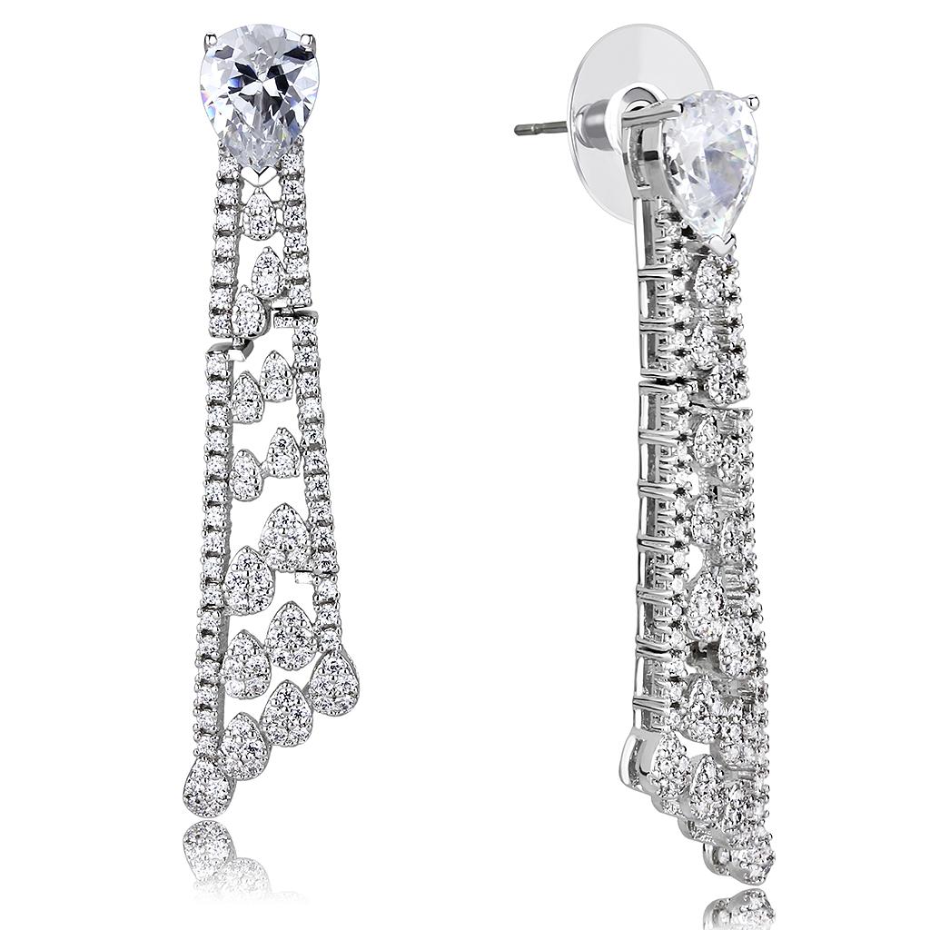 Rhodium Brass Jewelry Sets with AAA Grade CZ  in Clear