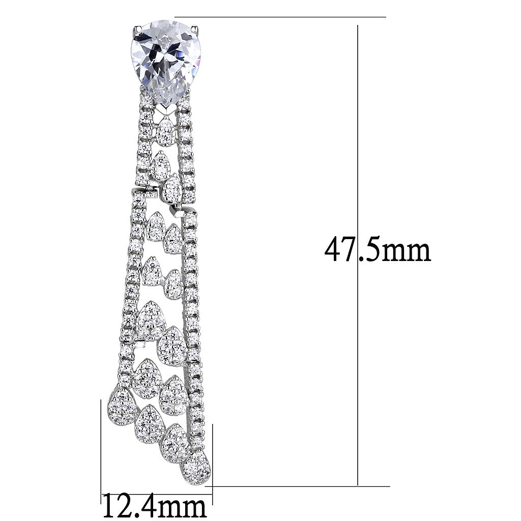 Rhodium Brass Jewelry Sets with AAA Grade CZ  in Clear