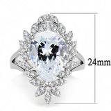 Rhodium Brass Ring with AAA Grade CZ  in Clear