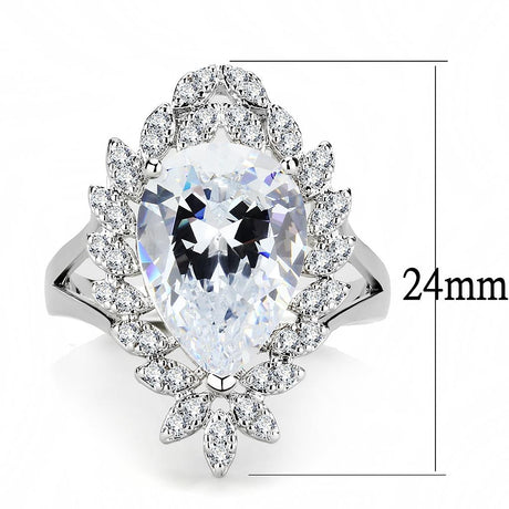 Rhodium Brass Ring with AAA Grade CZ  in Clear