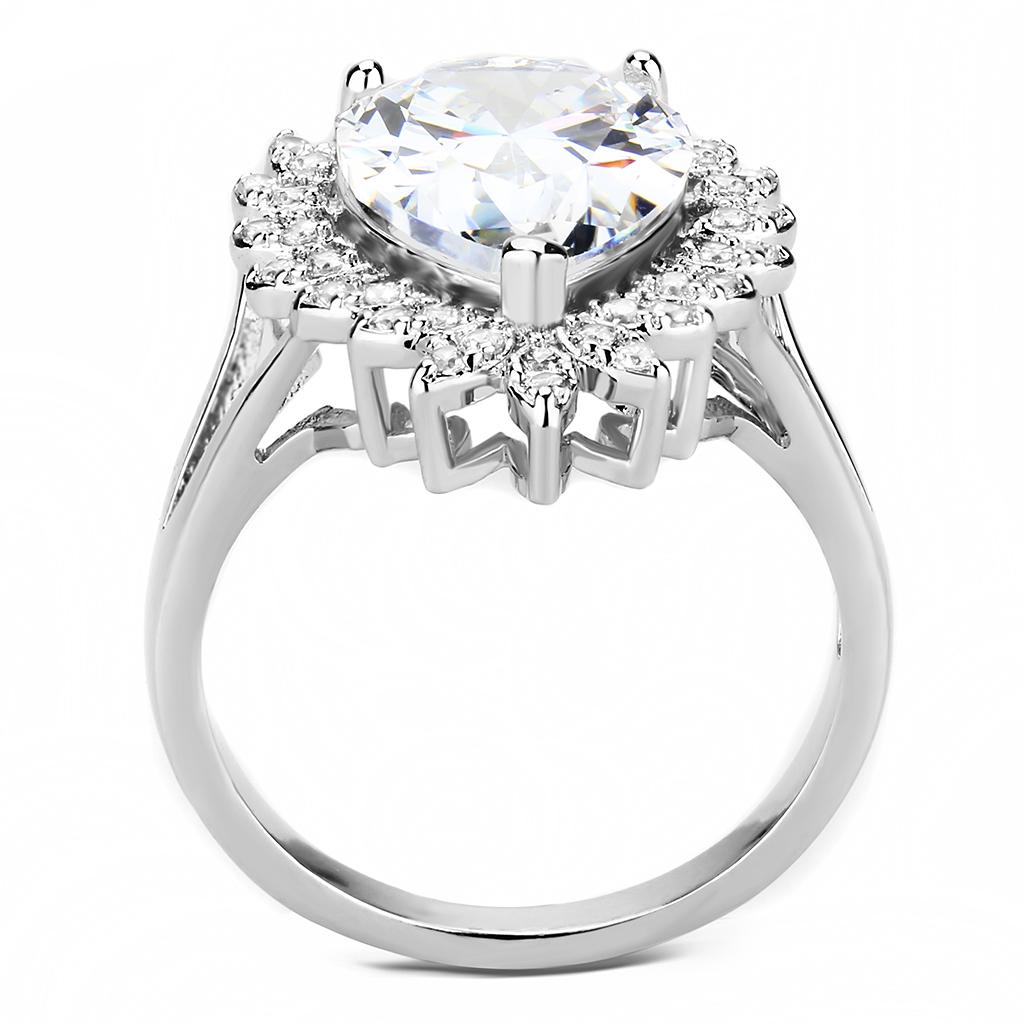 Rhodium Brass Ring with AAA Grade CZ  in Clear