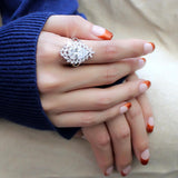 Rhodium Brass Ring with AAA Grade CZ  in Clear