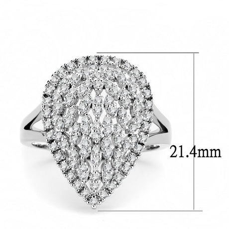Rhodium Brass Ring with AAA Grade CZ  in Clear