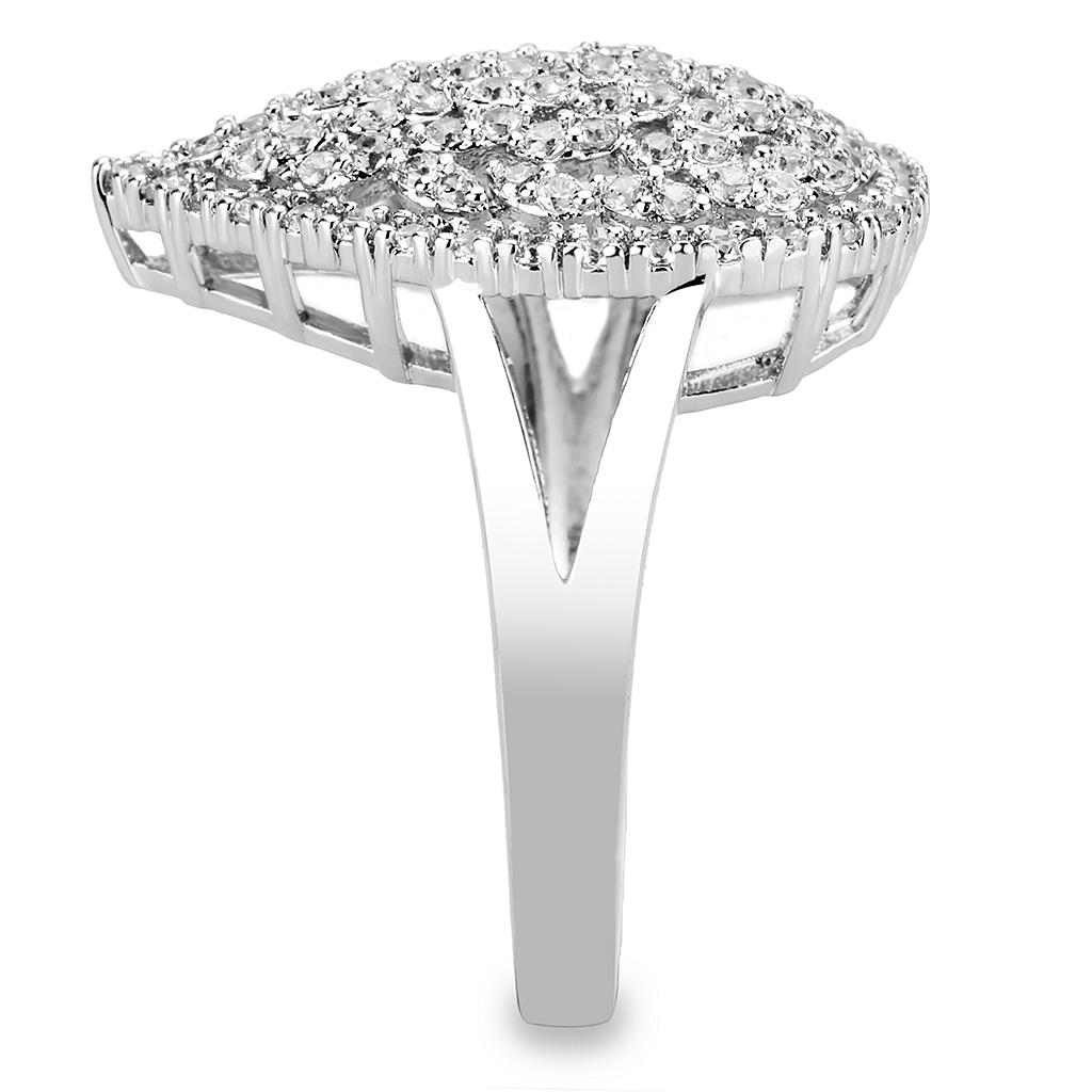 Rhodium Brass Ring with AAA Grade CZ  in Clear