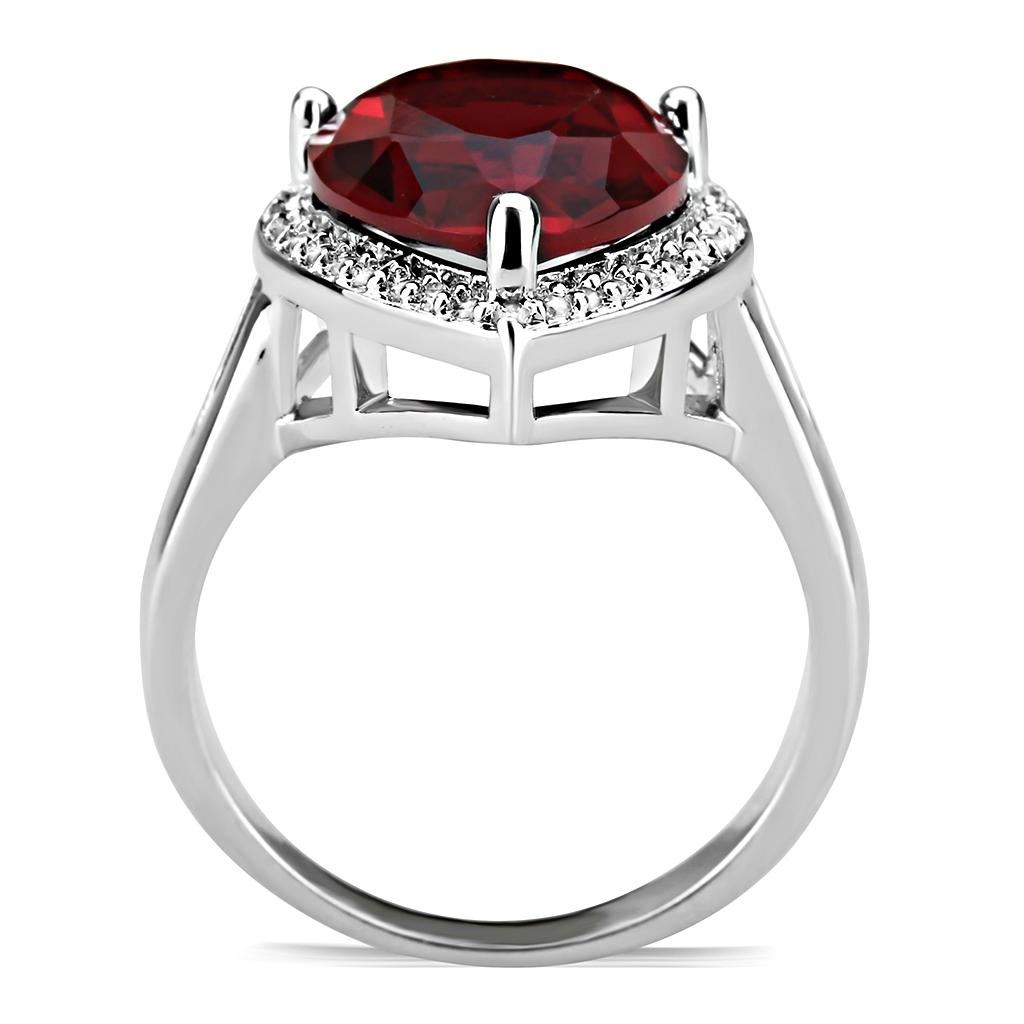 Rhodium Brass Ring with Synthetic Synthetic Glass in Siam