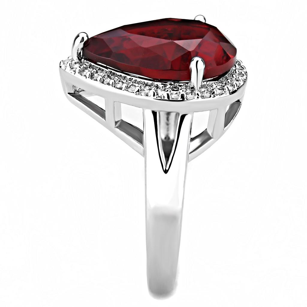 Rhodium Brass Ring with Synthetic Synthetic Glass in Siam