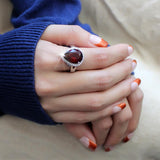 Rhodium Brass Ring with Synthetic Synthetic Glass in Siam