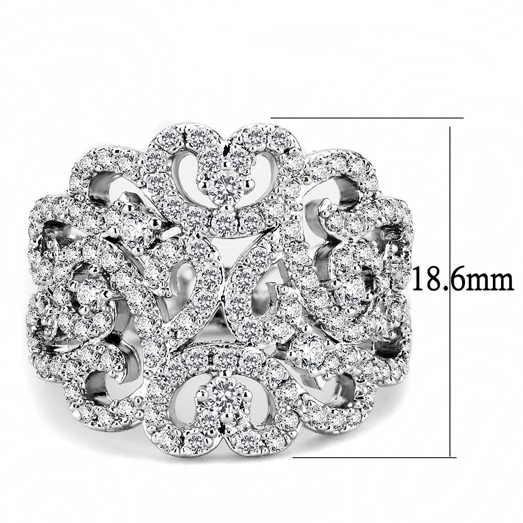 Rhodium Brass Ring with AAA Grade CZ  in Clear