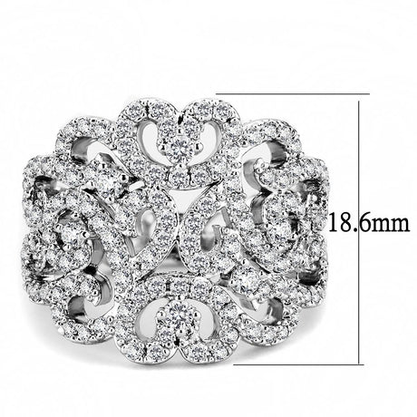 Rhodium Brass Ring with AAA Grade CZ  in Clear