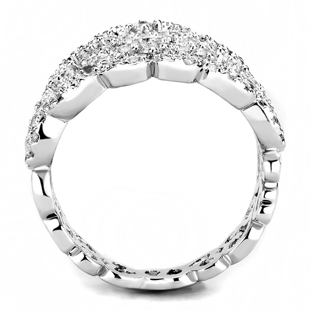 Rhodium Brass Ring with AAA Grade CZ  in Clear