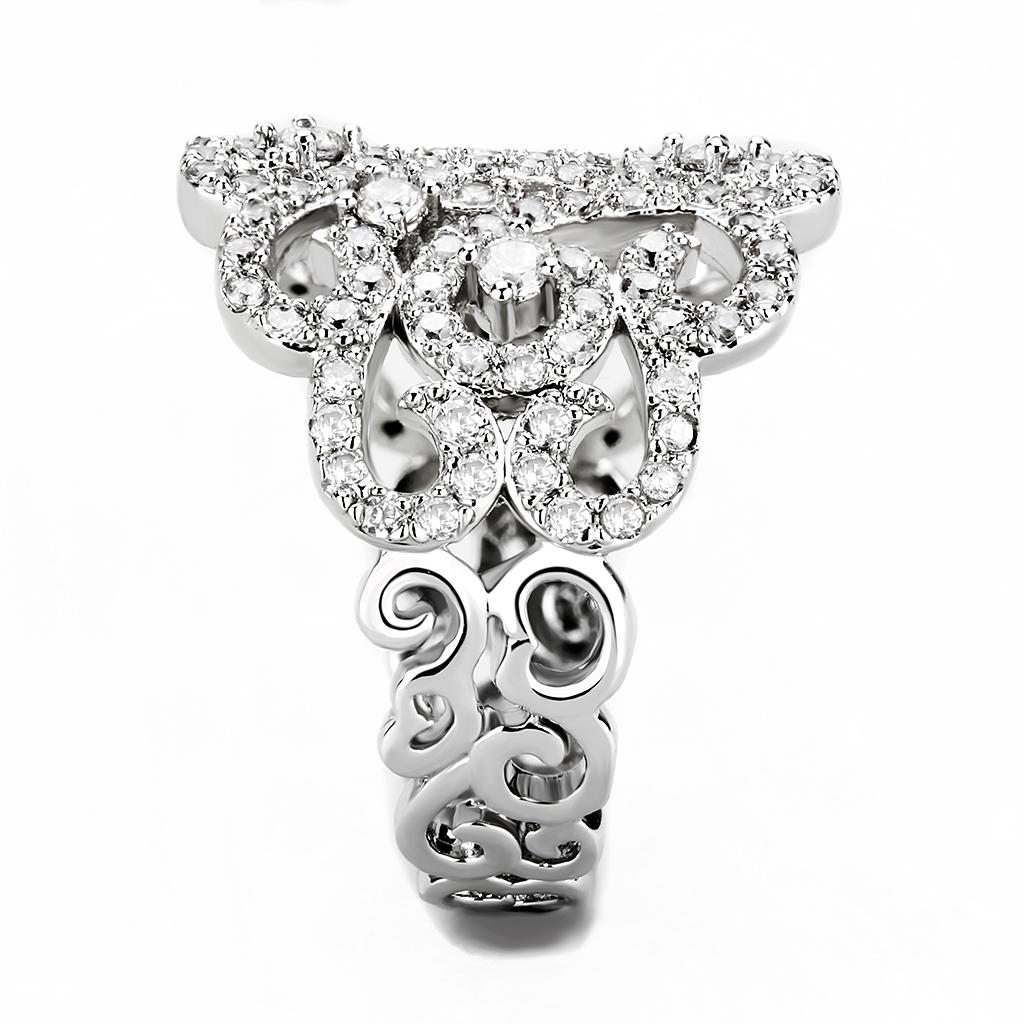 Rhodium Brass Ring with AAA Grade CZ  in Clear