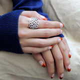 Rhodium Brass Ring with AAA Grade CZ  in Clear