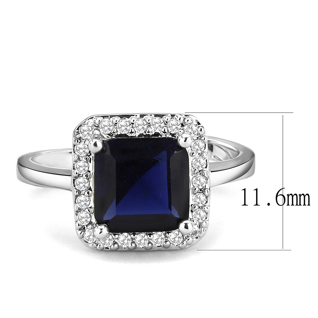 Rhodium Brass Ring with Synthetic Synthetic Glass in Montana