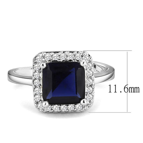 Rhodium Brass Ring with Synthetic Synthetic Glass in Montana
