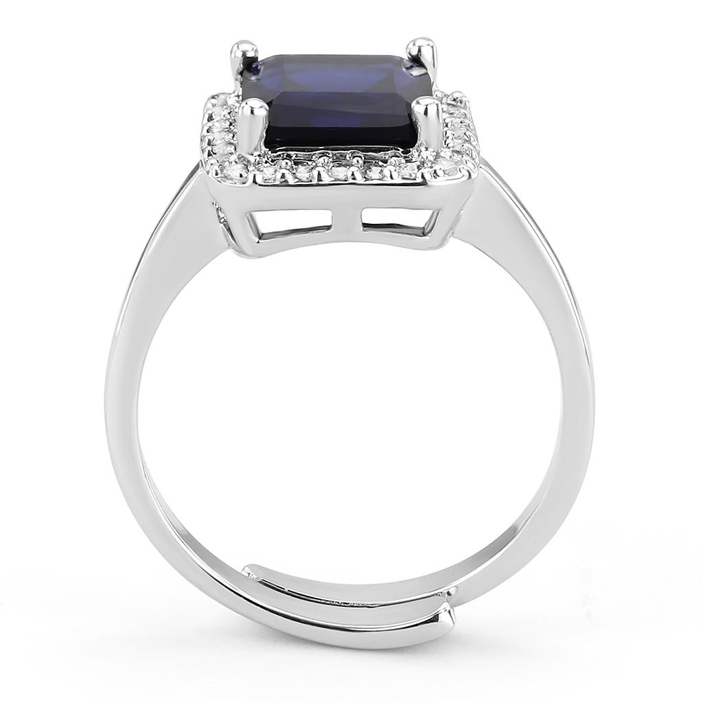 Rhodium Brass Ring with Synthetic Synthetic Glass in Montana