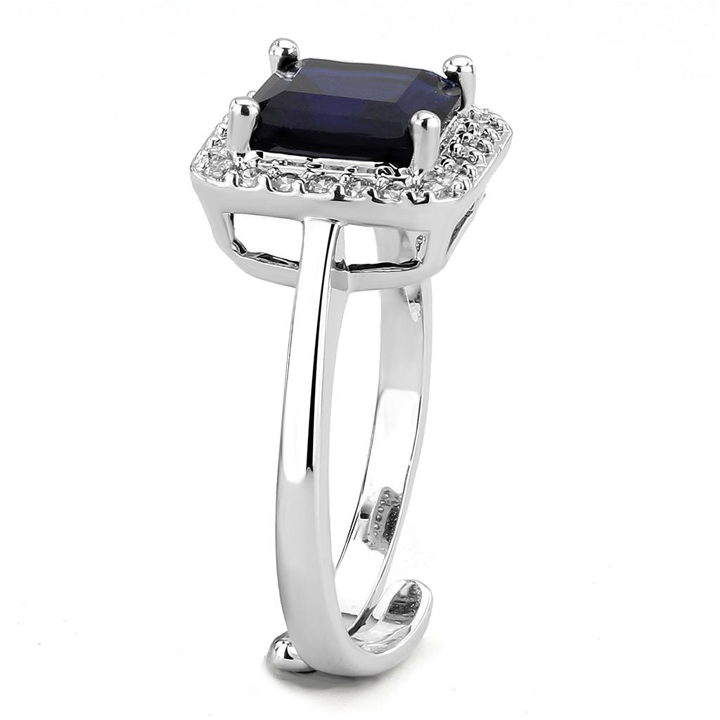 Rhodium Brass Ring with Synthetic Synthetic Glass in Montana