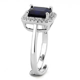 Rhodium Brass Ring with Synthetic Synthetic Glass in Montana
