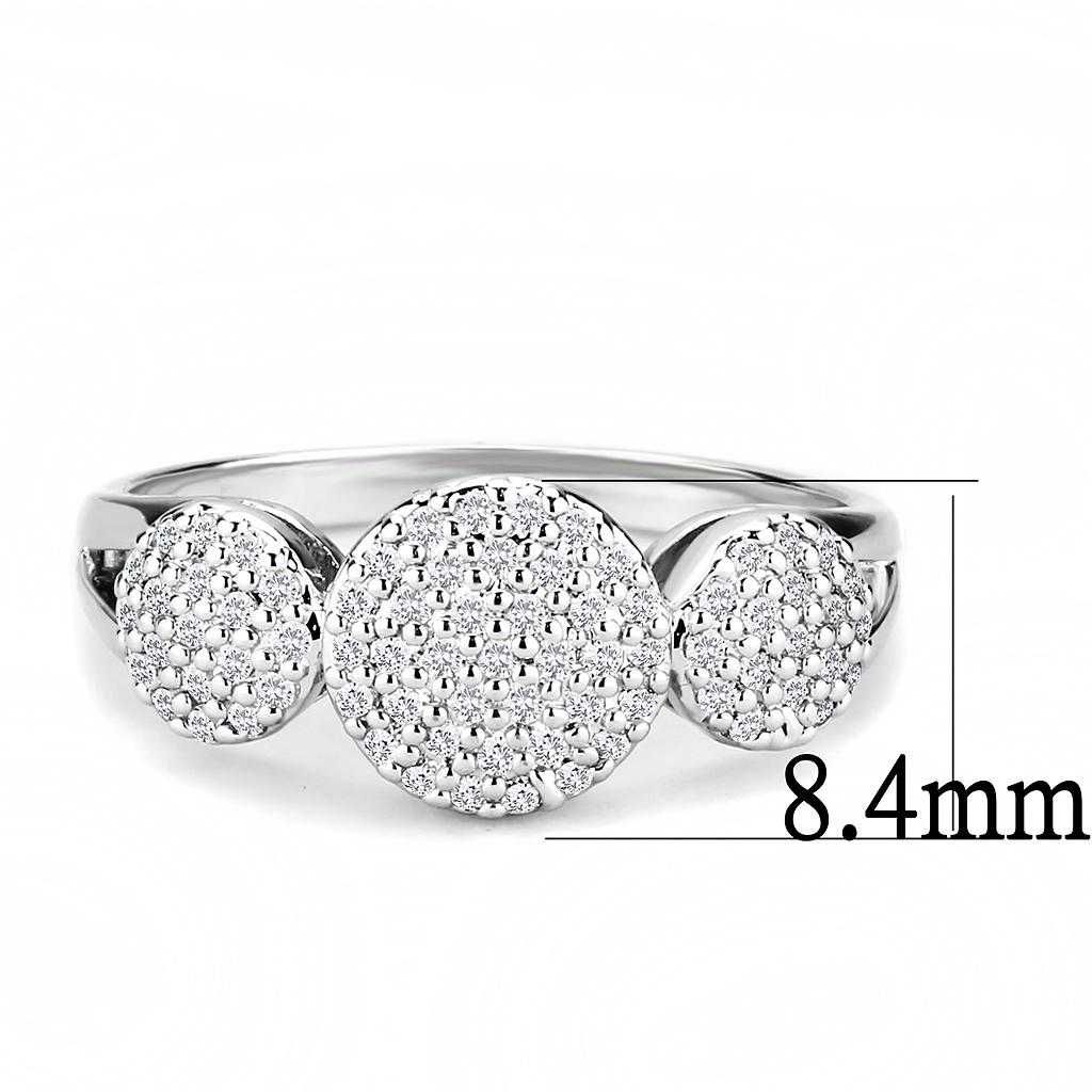 Rhodium Brass Ring with AAA Grade CZ  in Clear