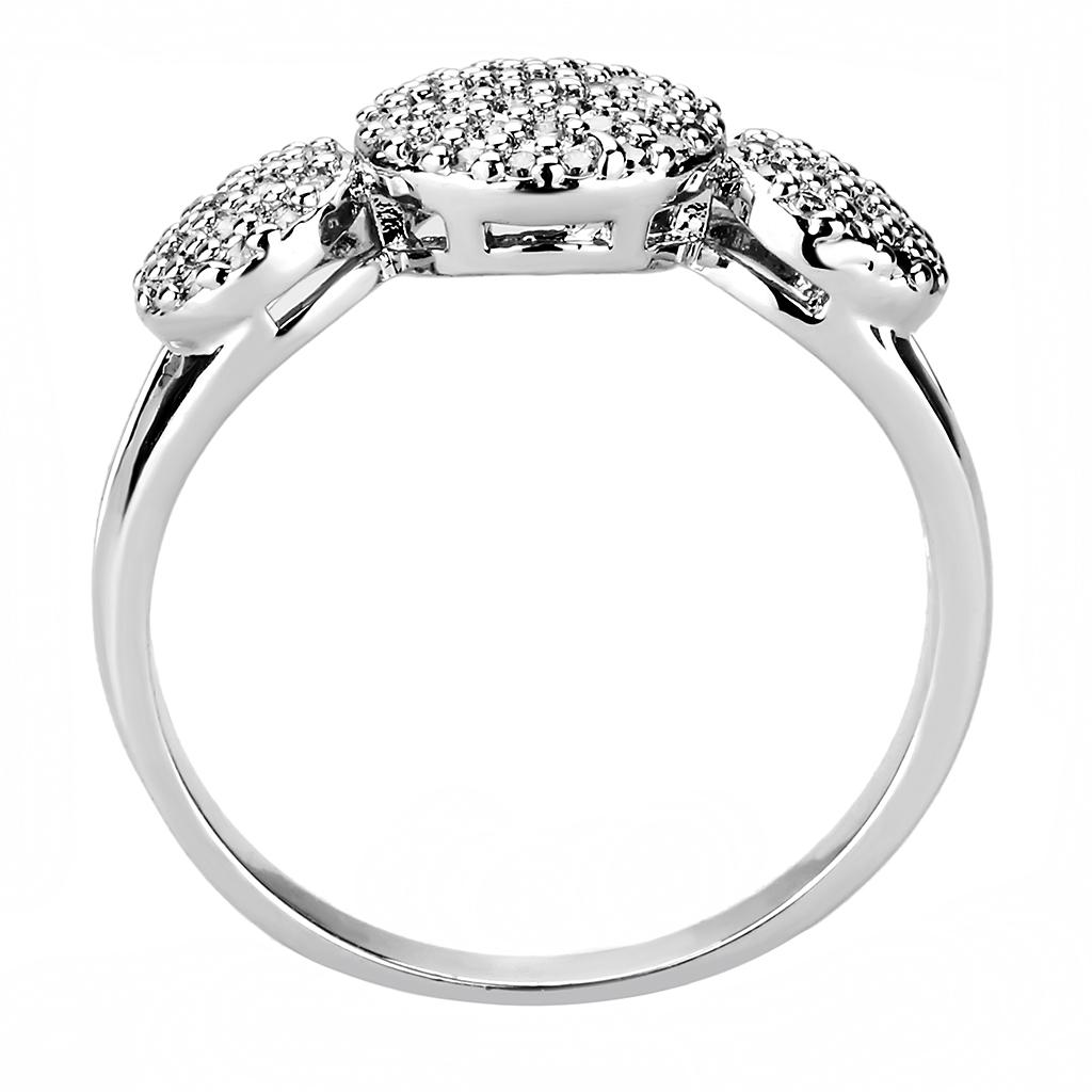 Rhodium Brass Ring with AAA Grade CZ  in Clear