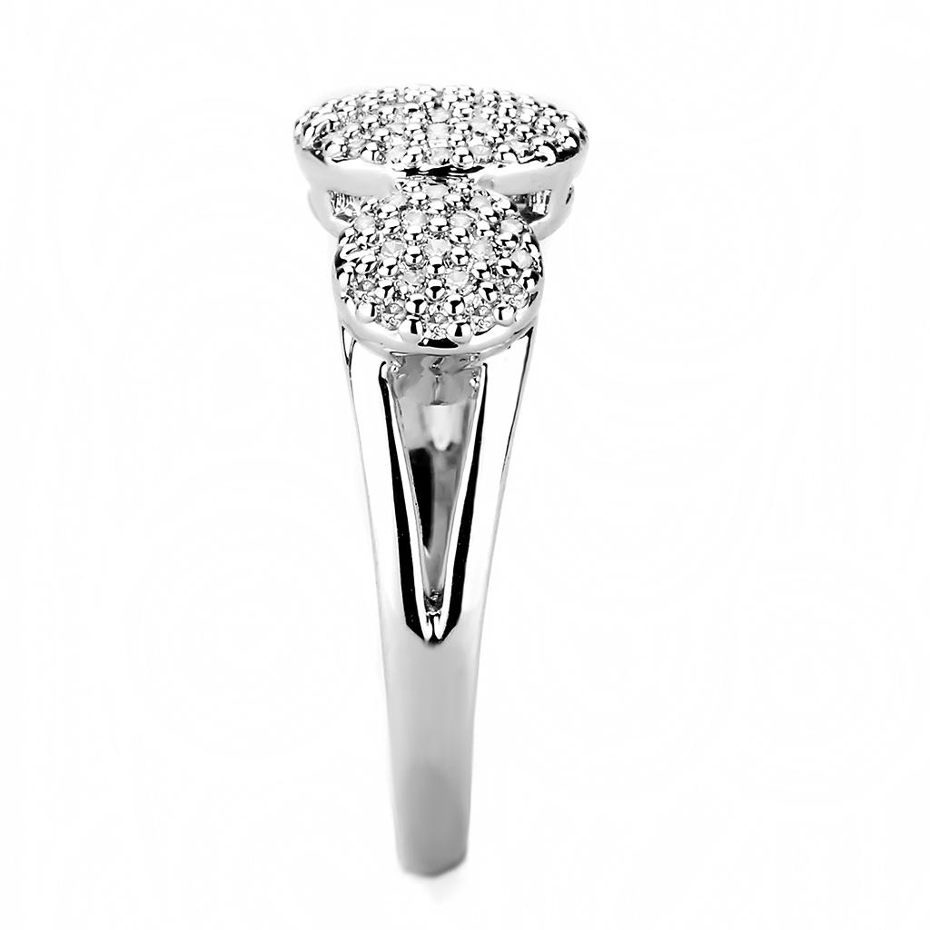 Rhodium Brass Ring with AAA Grade CZ  in Clear