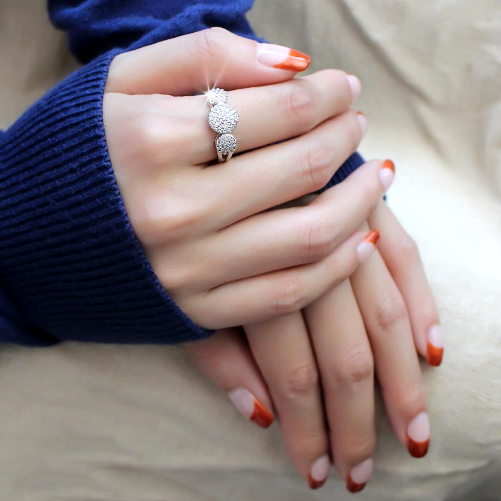 Rhodium Brass Ring with AAA Grade CZ  in Clear
