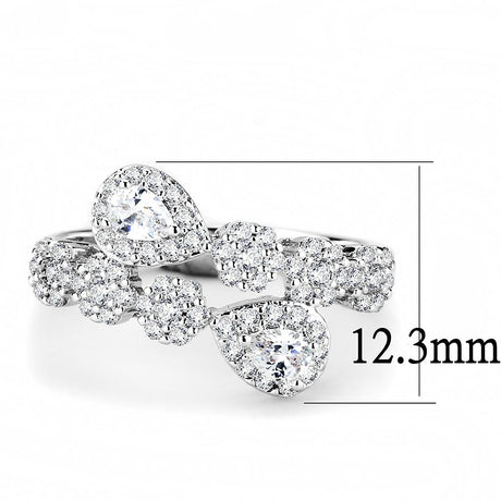 Rhodium Brass Ring with AAA Grade CZ  in Clear