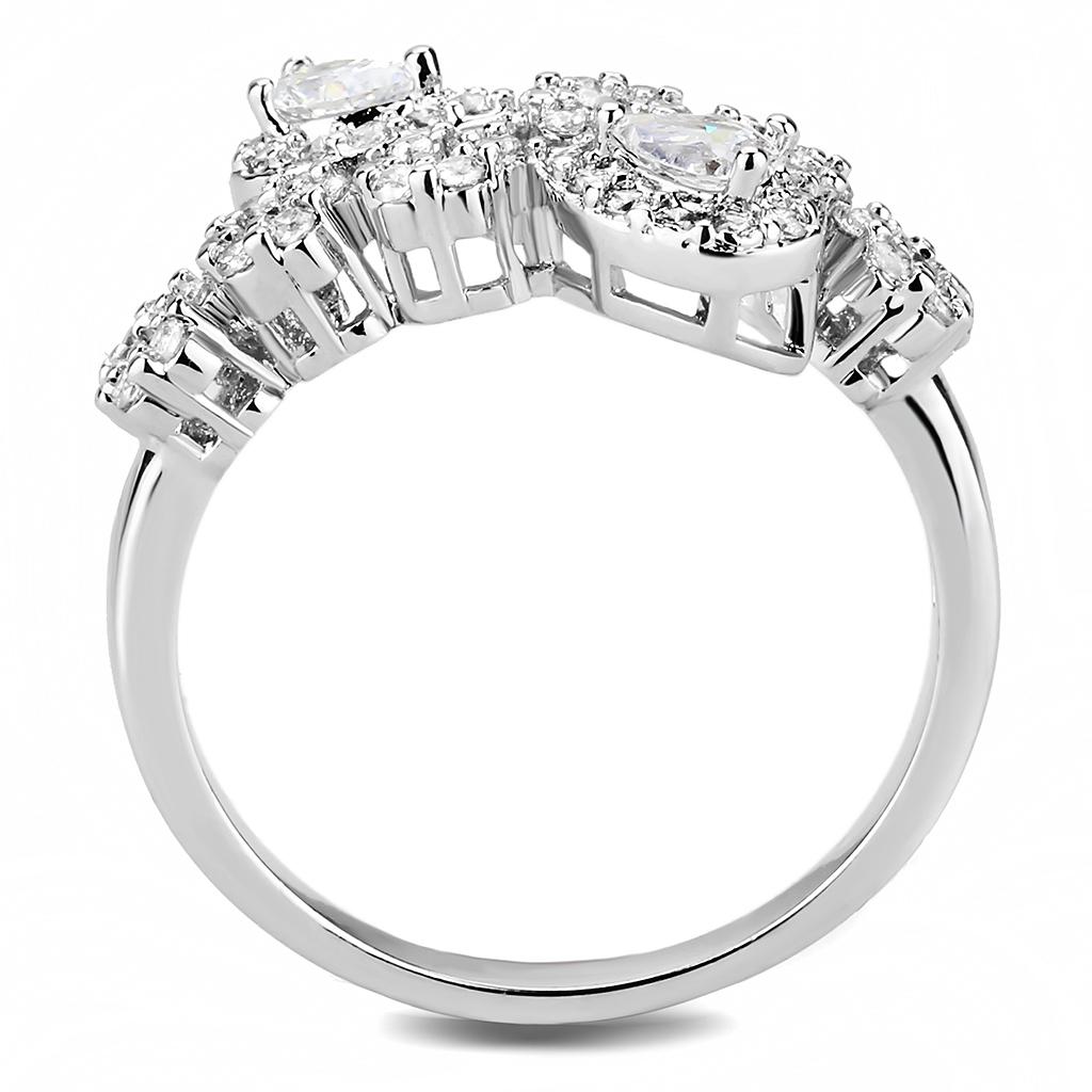 Rhodium Brass Ring with AAA Grade CZ  in Clear