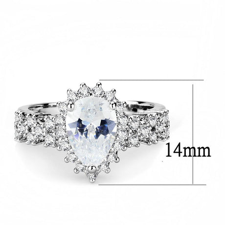 Rhodium Brass Ring with AAA Grade CZ  in Clear