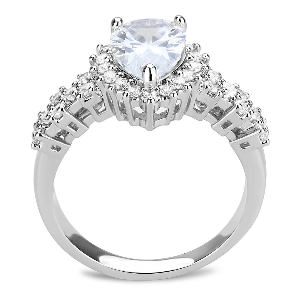 Rhodium Brass Ring with AAA Grade CZ  in Clear
