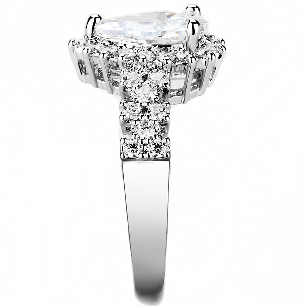 Rhodium Brass Ring with AAA Grade CZ  in Clear