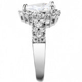 Rhodium Brass Ring with AAA Grade CZ  in Clear