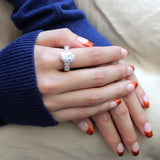 Rhodium Brass Ring with AAA Grade CZ  in Clear
