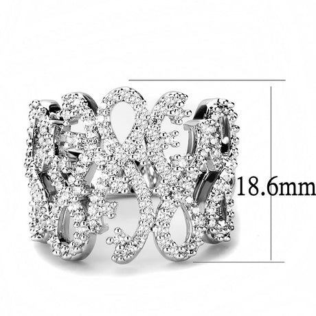 Rhodium Brass Ring with AAA Grade CZ  in Clear