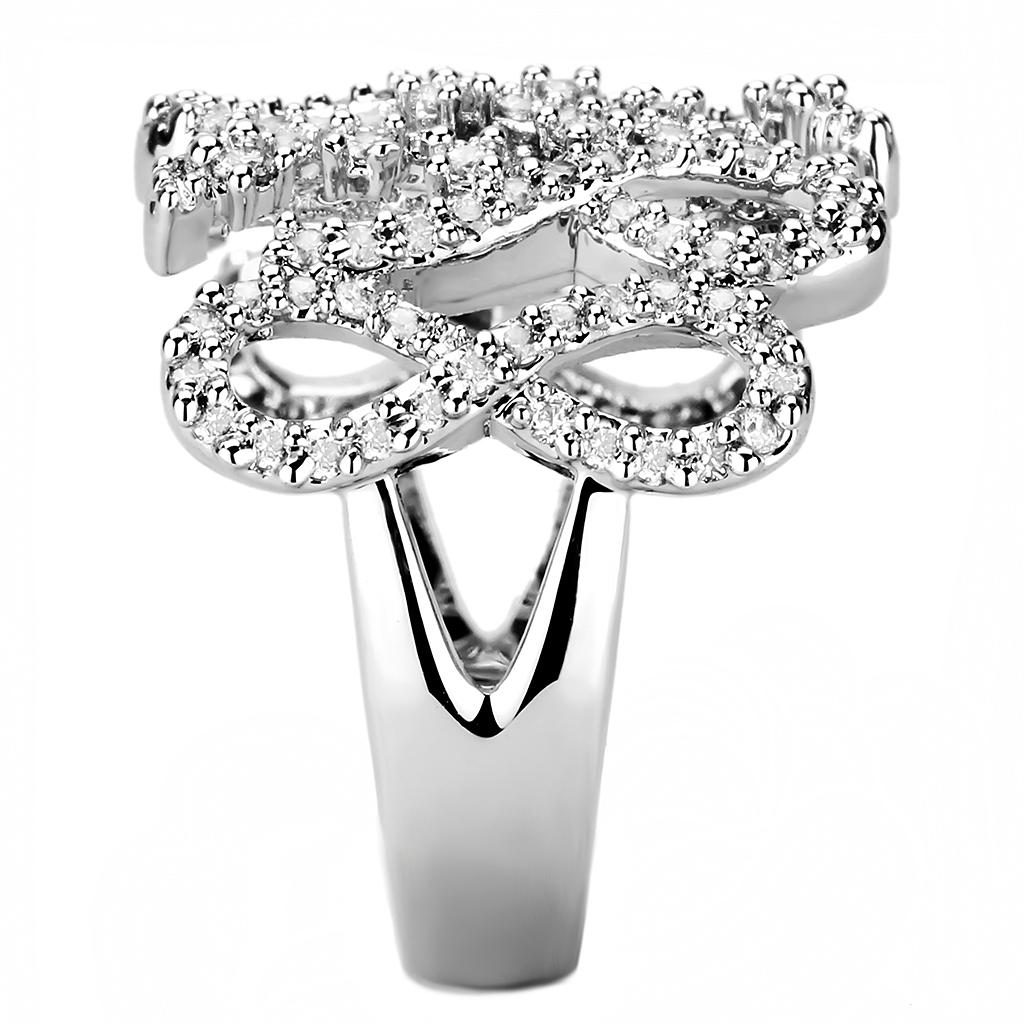 Rhodium Brass Ring with AAA Grade CZ  in Clear