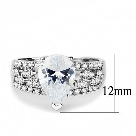 Rhodium Brass Ring with AAA Grade CZ  in Clear