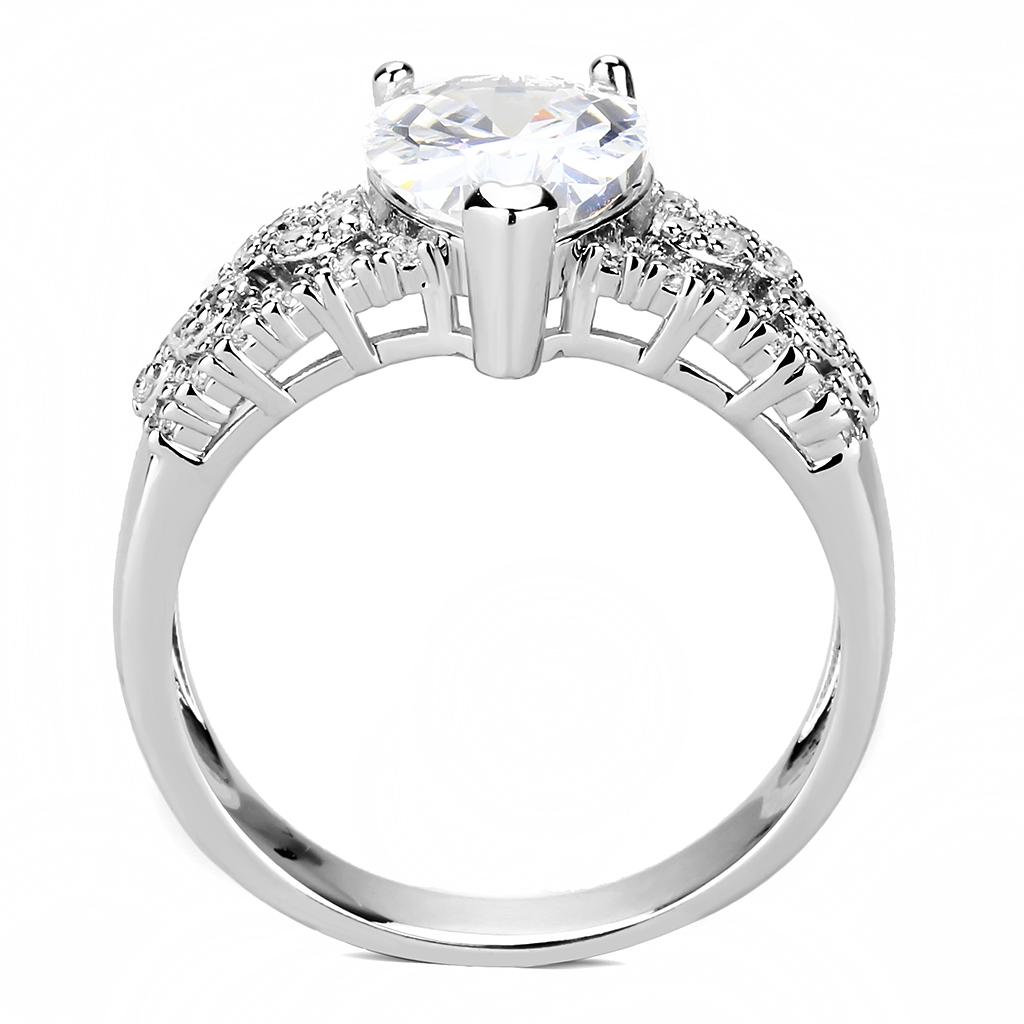 Rhodium Brass Ring with AAA Grade CZ  in Clear