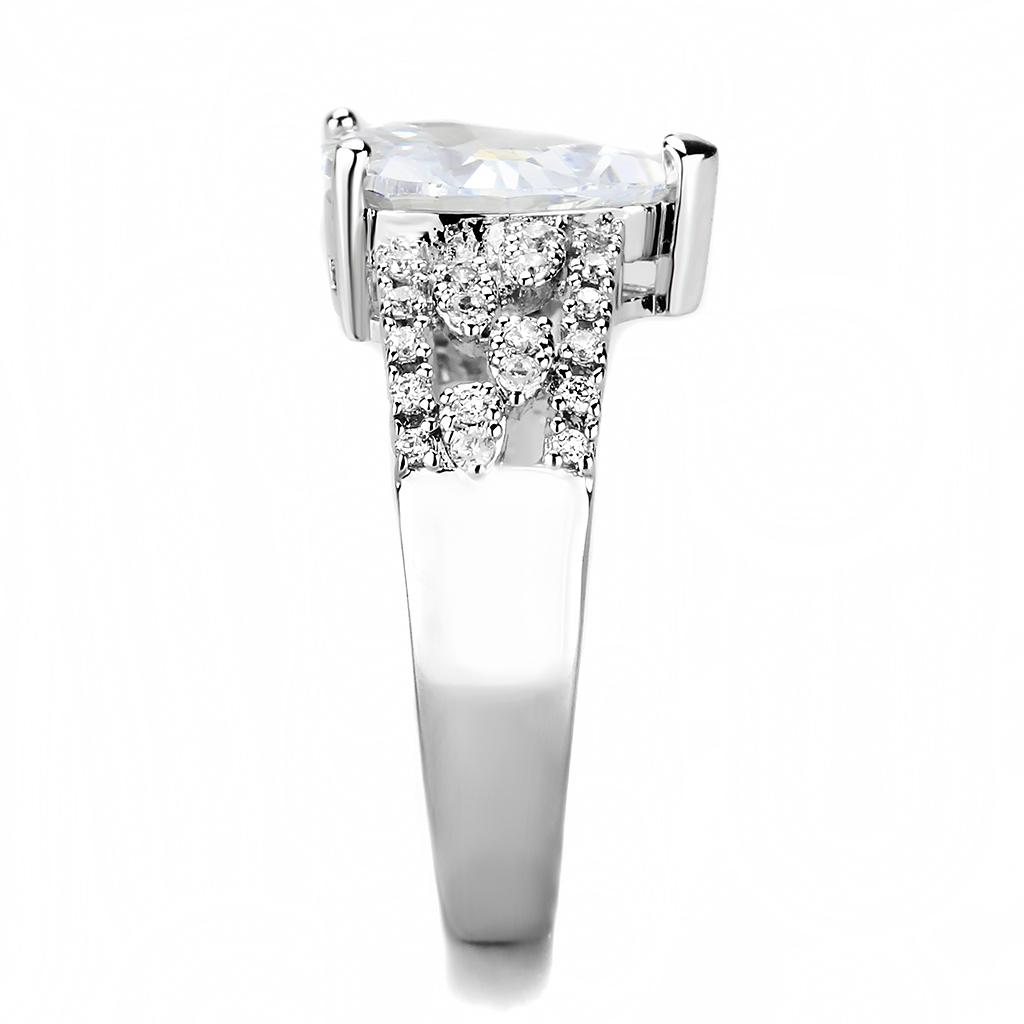 Rhodium Brass Ring with AAA Grade CZ  in Clear