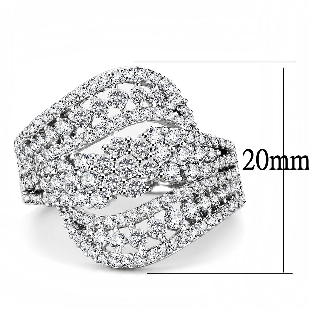 Rhodium Brass Ring with AAA Grade CZ  in Clear