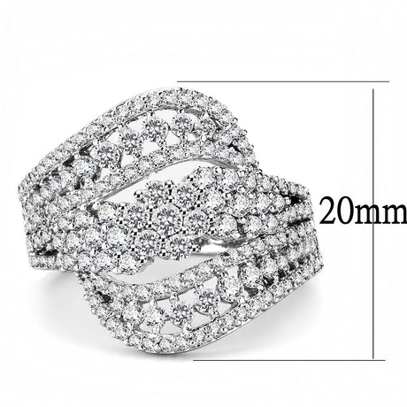 Rhodium Brass Ring with AAA Grade CZ  in Clear