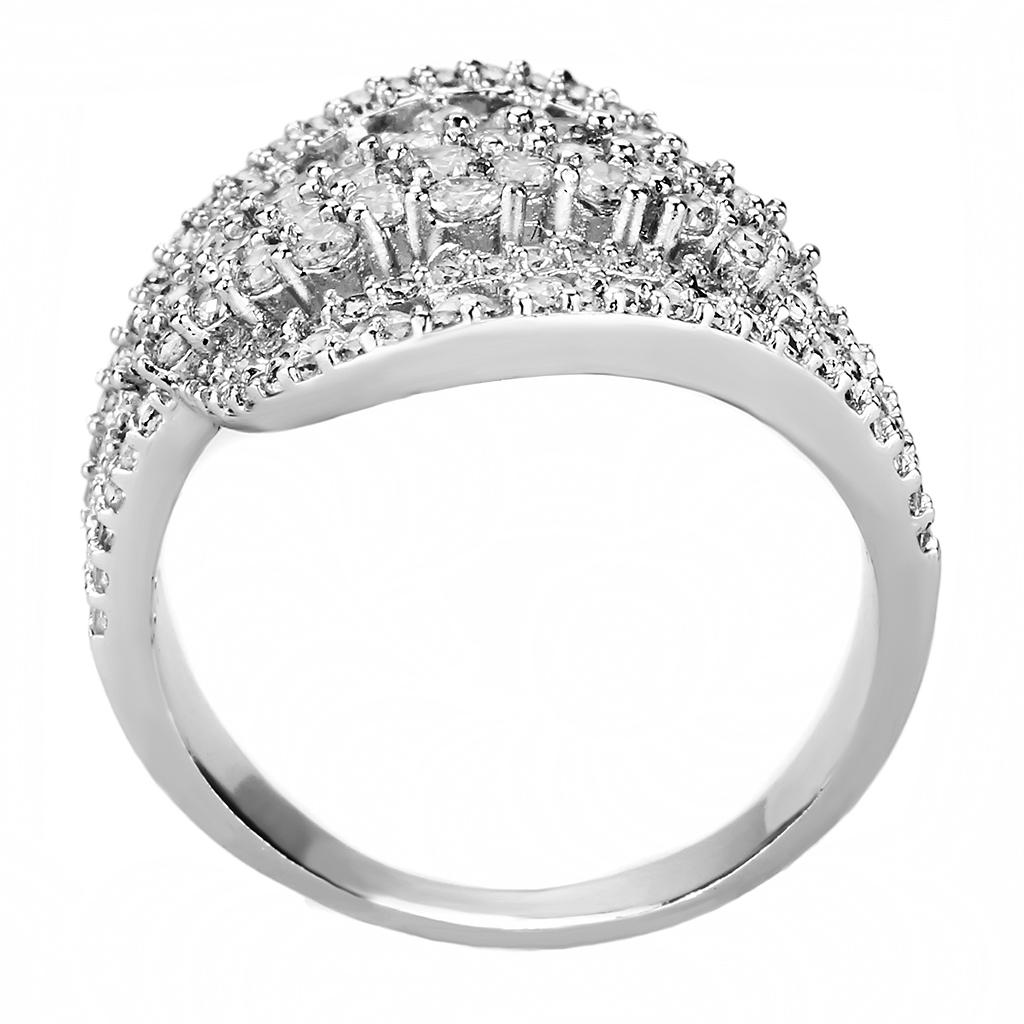 Rhodium Brass Ring with AAA Grade CZ  in Clear