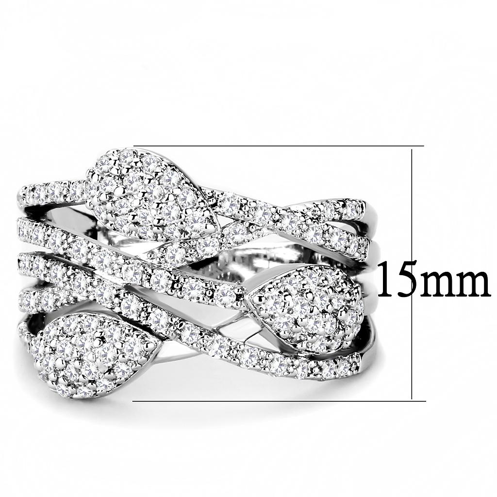 Rhodium Brass Ring with AAA Grade CZ  in Clear