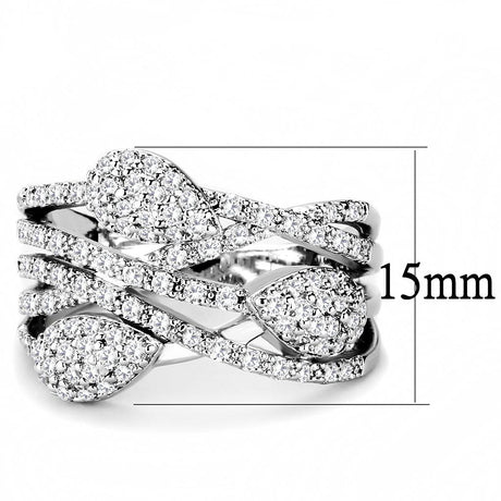 Rhodium Brass Ring with AAA Grade CZ  in Clear