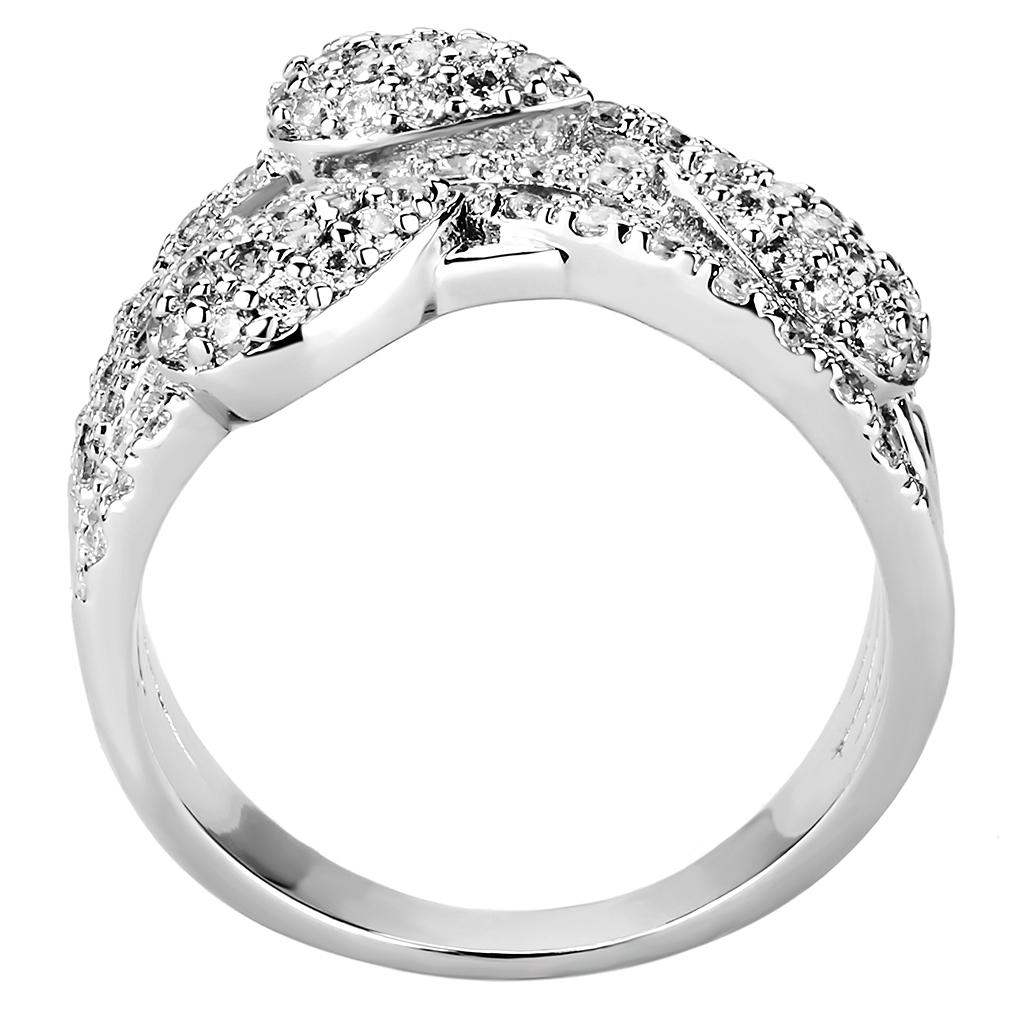 Rhodium Brass Ring with AAA Grade CZ  in Clear