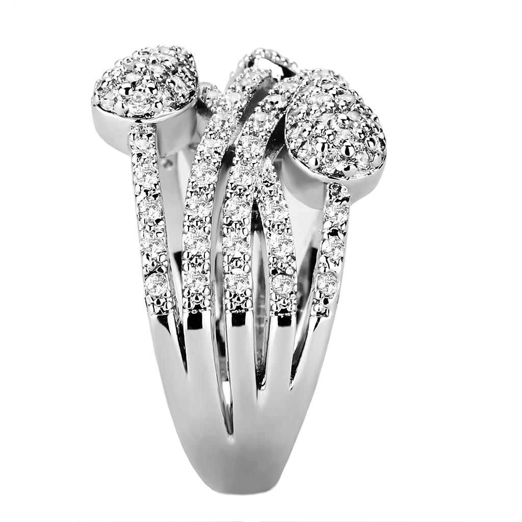 Rhodium Brass Ring with AAA Grade CZ  in Clear
