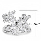Rhodium Brass Ring with AAA Grade CZ  in Clear
