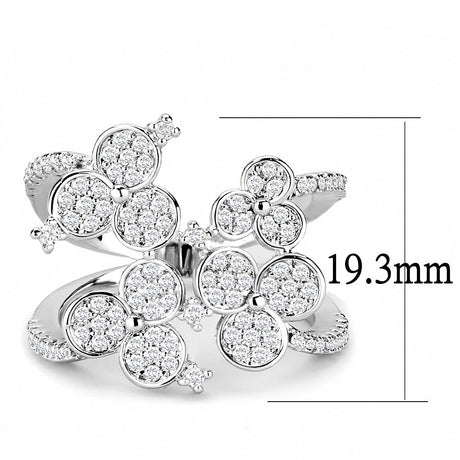 Rhodium Brass Ring with AAA Grade CZ  in Clear