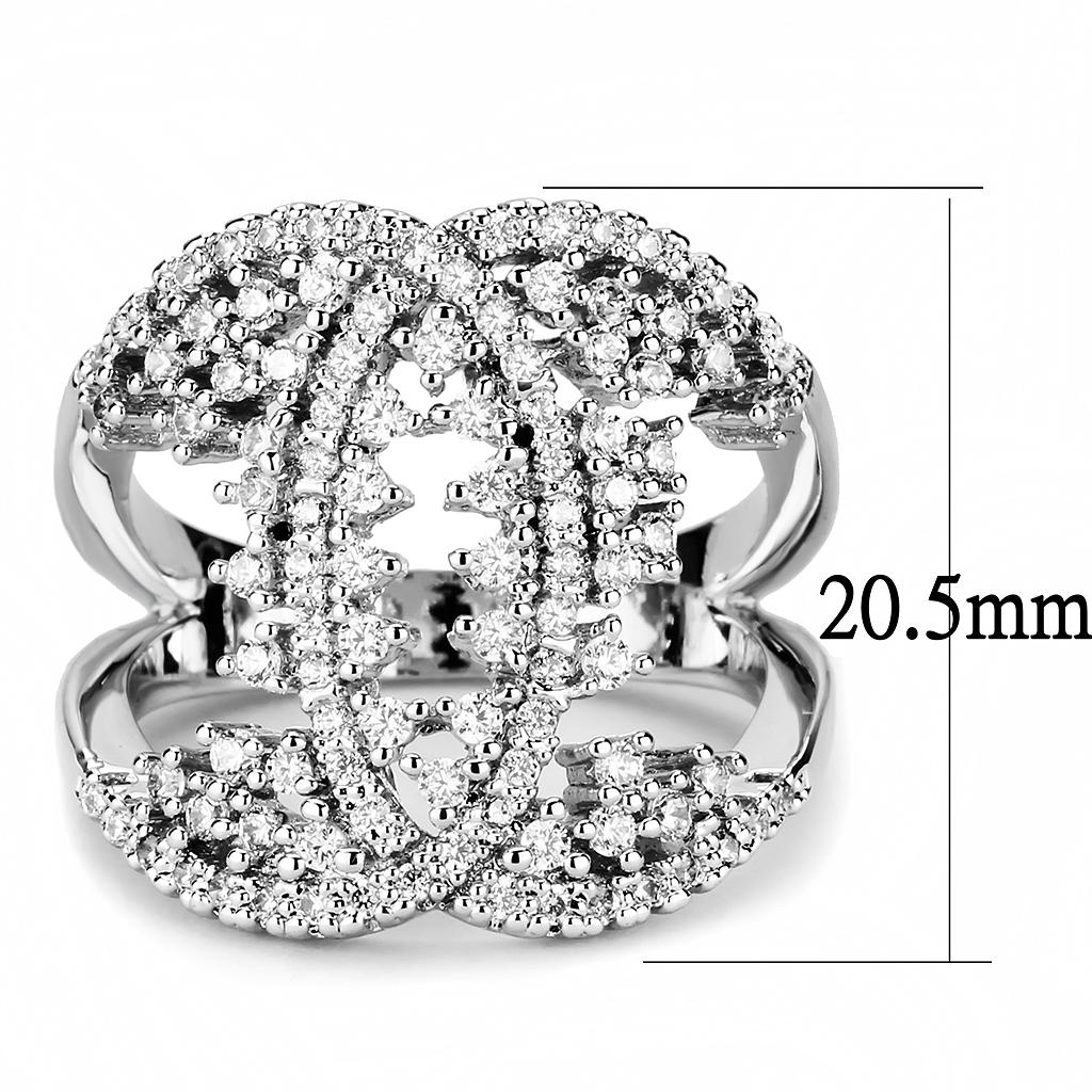 Rhodium Brass Ring with AAA Grade CZ  in Clear