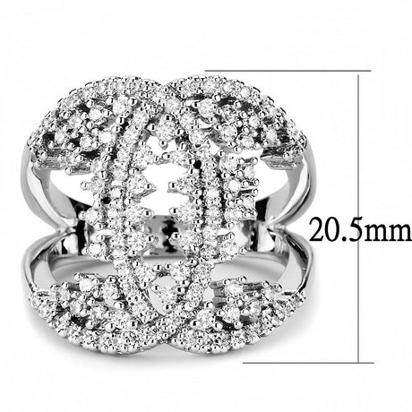 Rhodium Brass Ring with AAA Grade CZ  in Clear