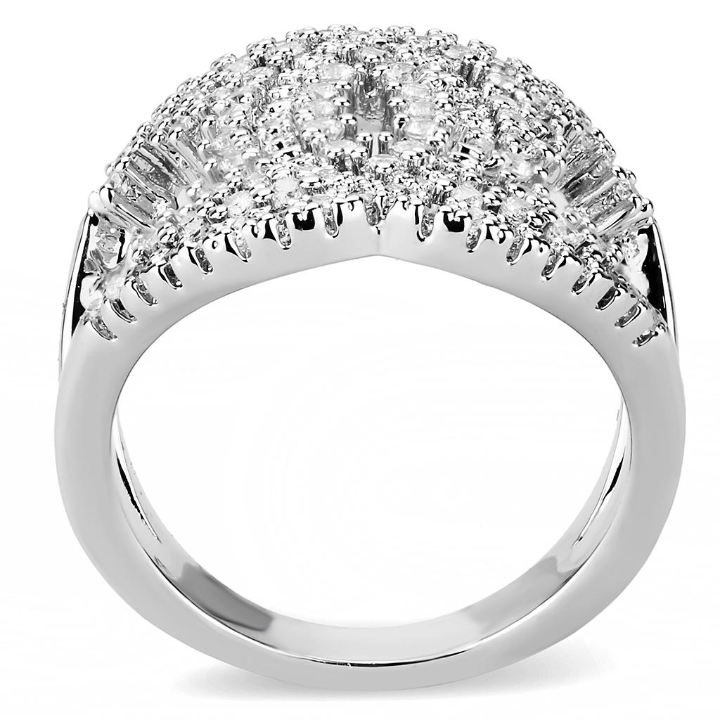 Rhodium Brass Ring with AAA Grade CZ  in Clear