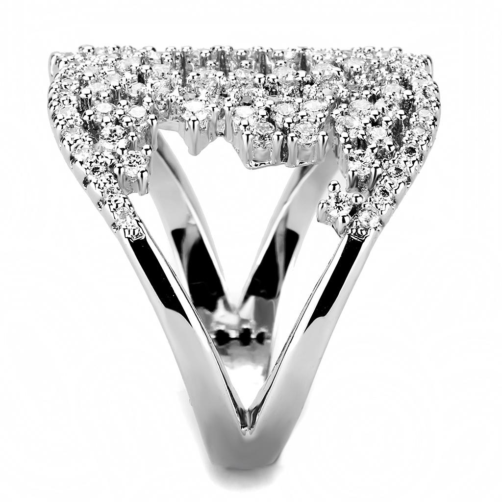Rhodium Brass Ring with AAA Grade CZ  in Clear